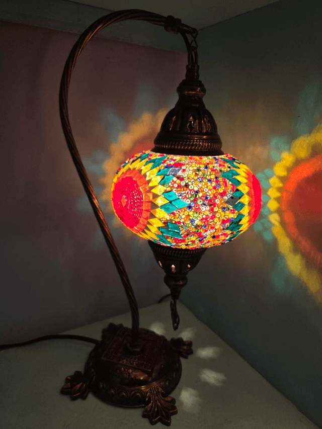 Large Mosaic Swanneck Table Lamp