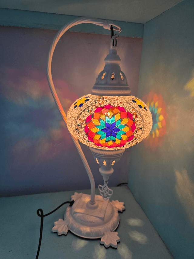 Large Mosaic Swanneck Table Lamp