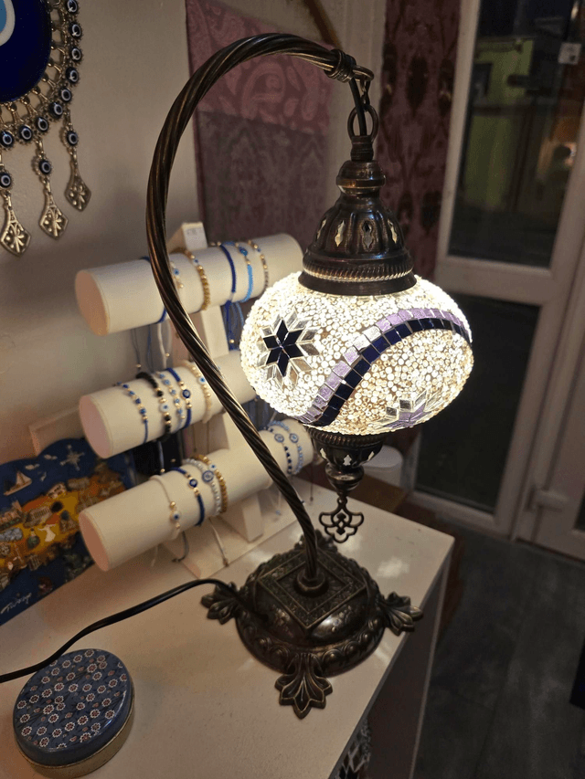 Large Mosaic Swanneck Table Lamp