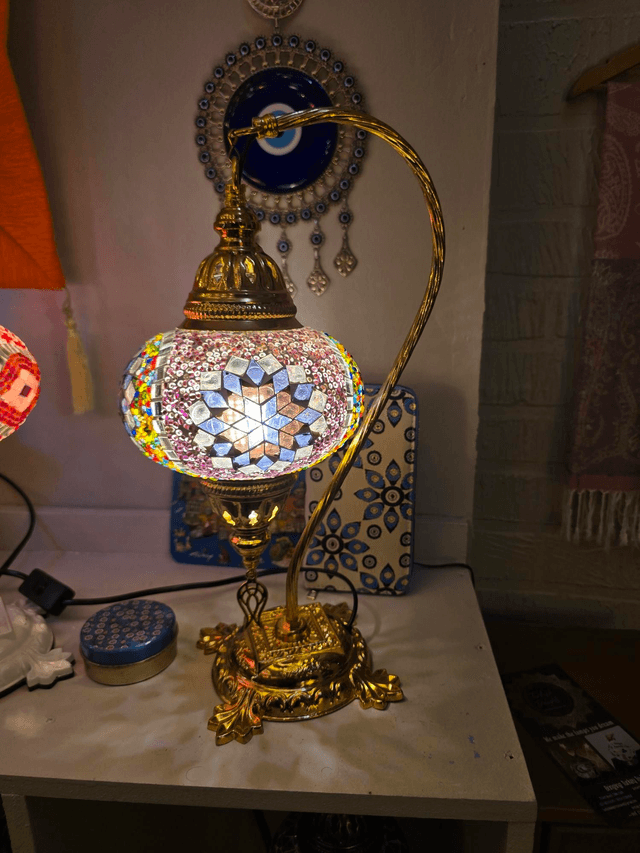 Large Mosaic Swanneck Table Lamp