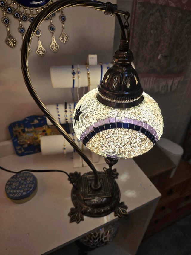 Large Mosaic Swanneck Table Lamp