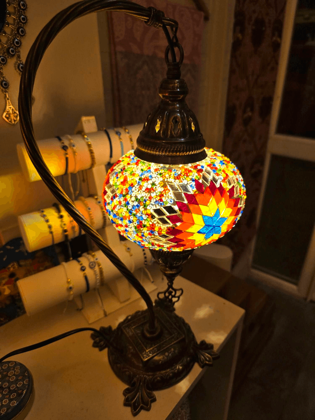 Large Mosaic Swanneck Table Lamp