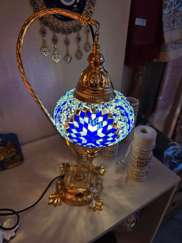 Large Mosaic Swanneck Table Lamp