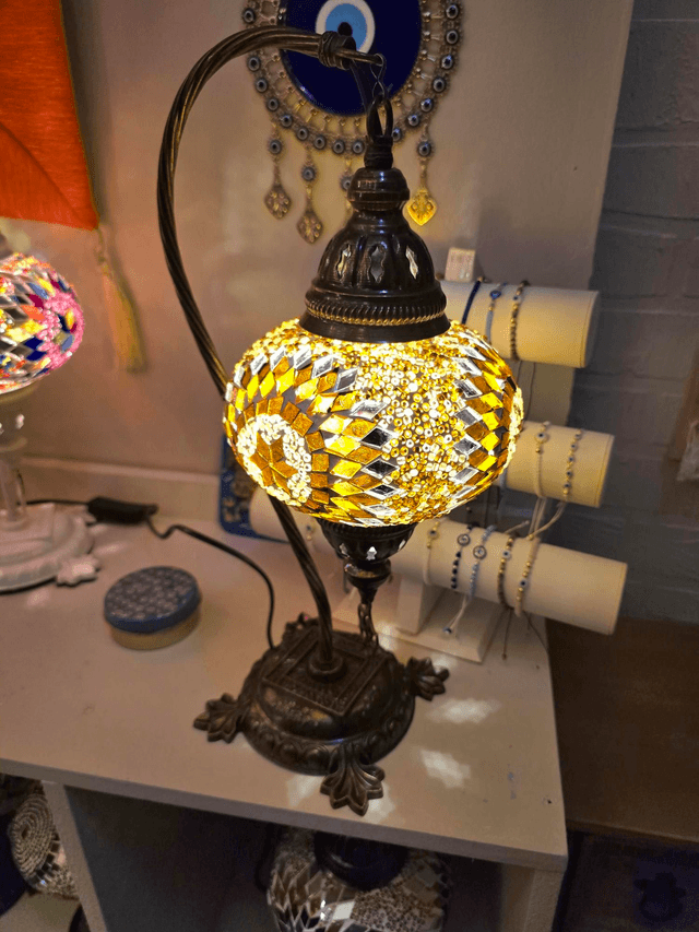 Large Mosaic Swanneck Table Lamp