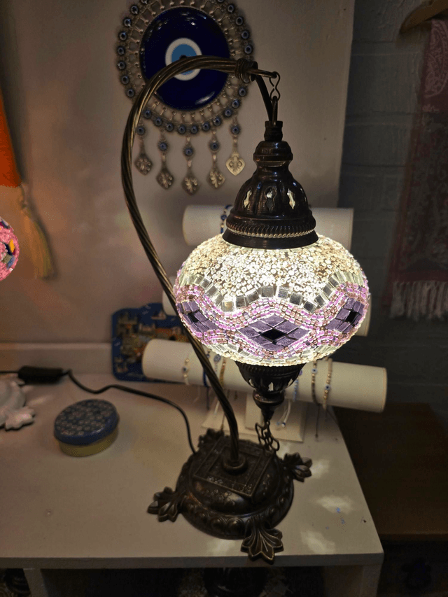 Large Mosaic Swanneck Table Lamp