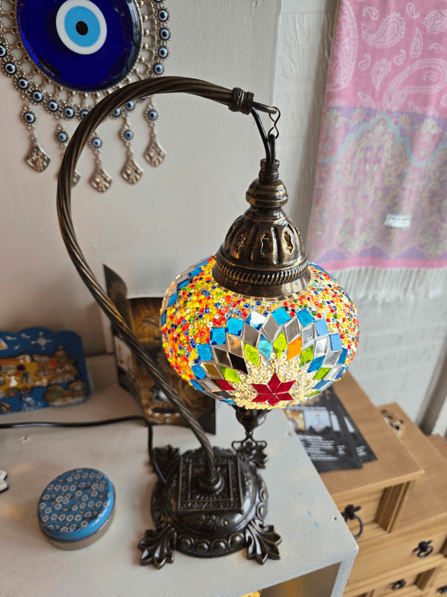 Large Mosaic Swanneck Table Lamp
