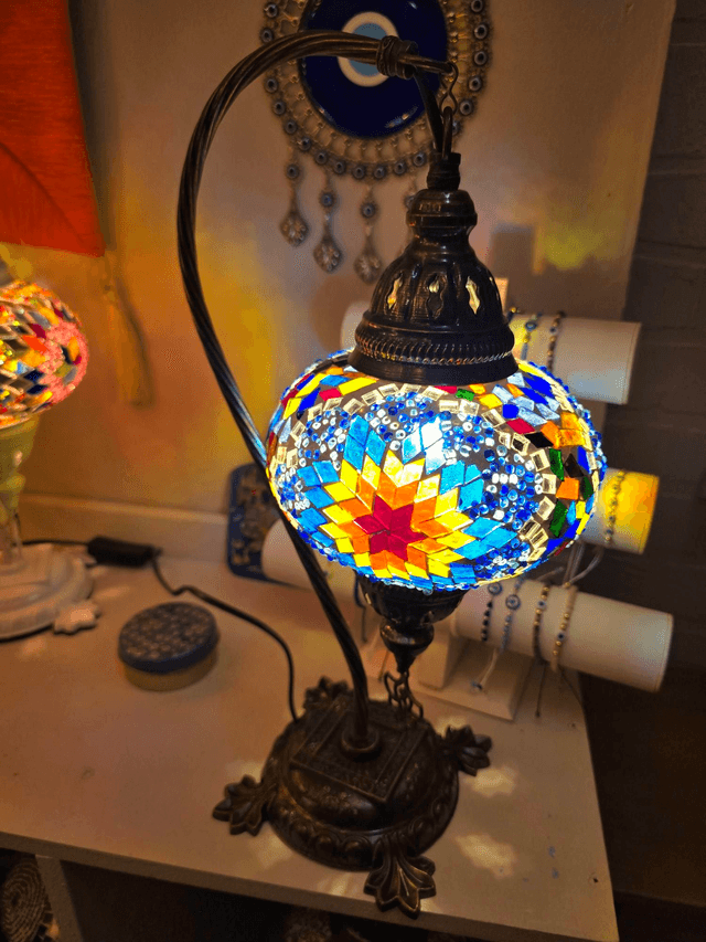 Large Mosaic Swanneck Table Lamp