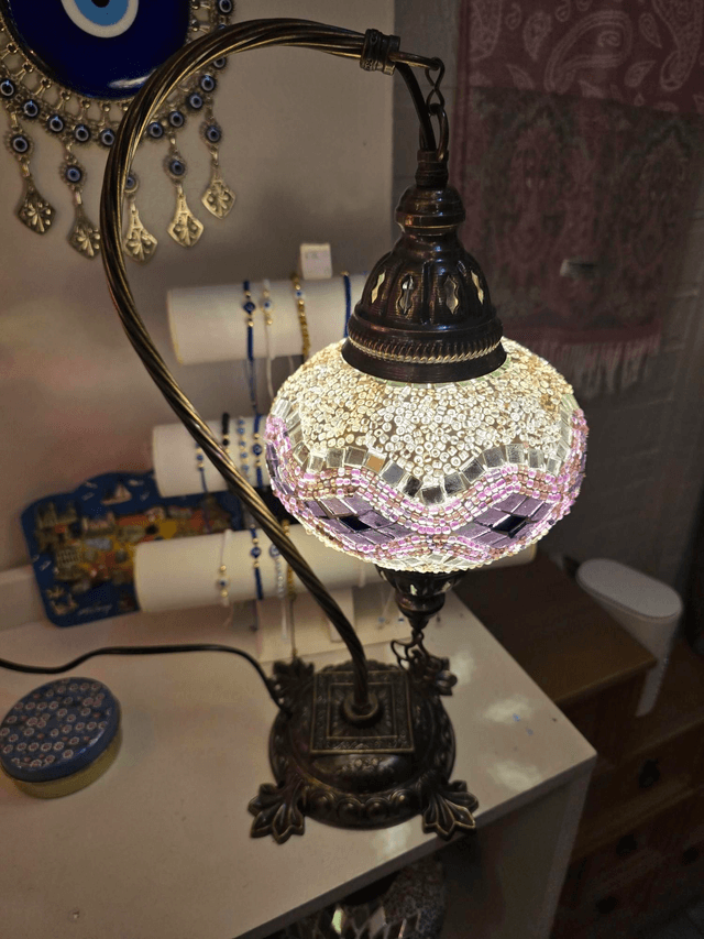 Large Mosaic Swanneck Table Lamp