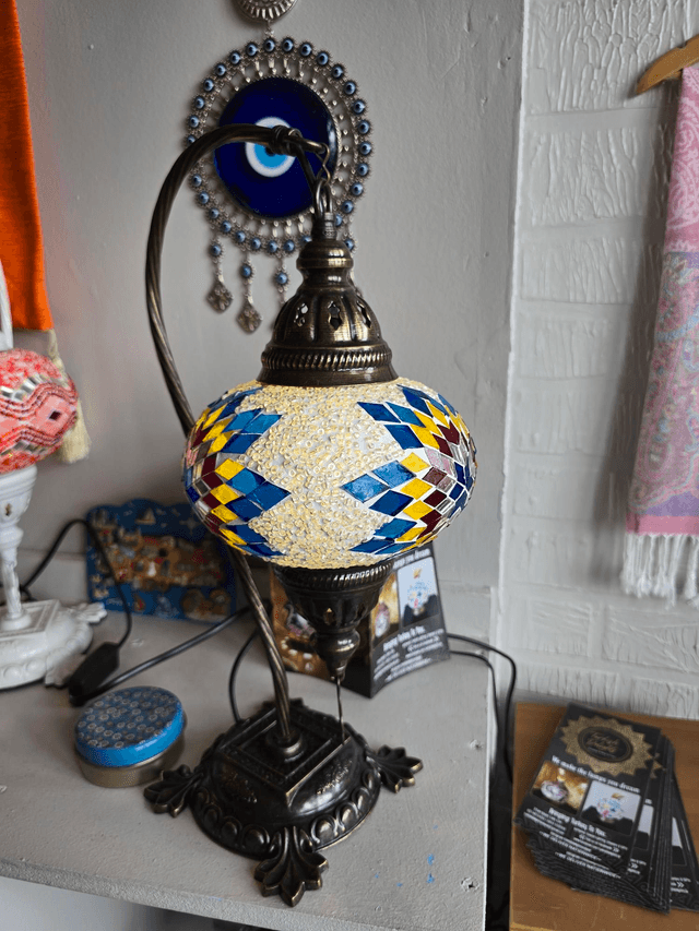 Large Mosaic Swanneck Table Lamp