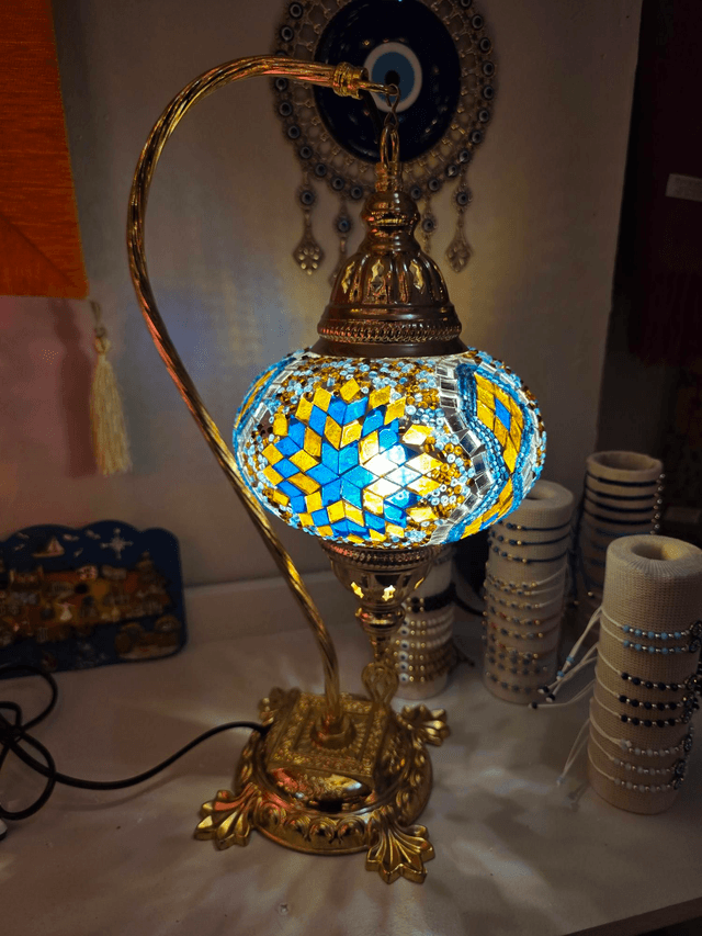 Large Mosaic Swanneck Table Lamp