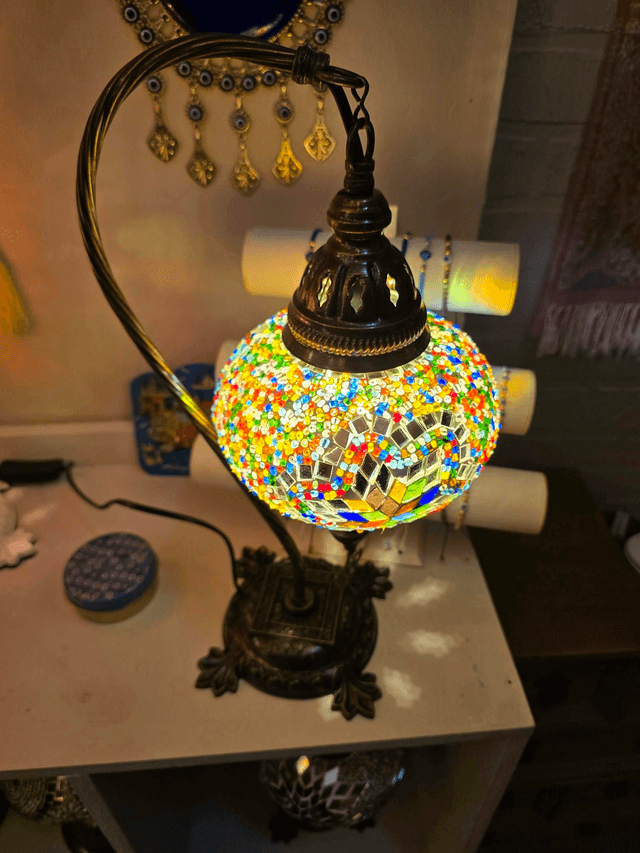 Large Mosaic Swanneck Table Lamp