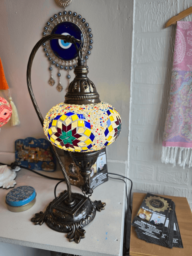 Large Mosaic Swanneck Table Lamp
