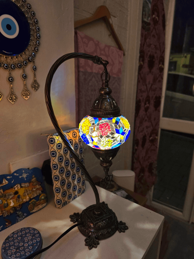 Small Mosaic Swanneck Table Lamp