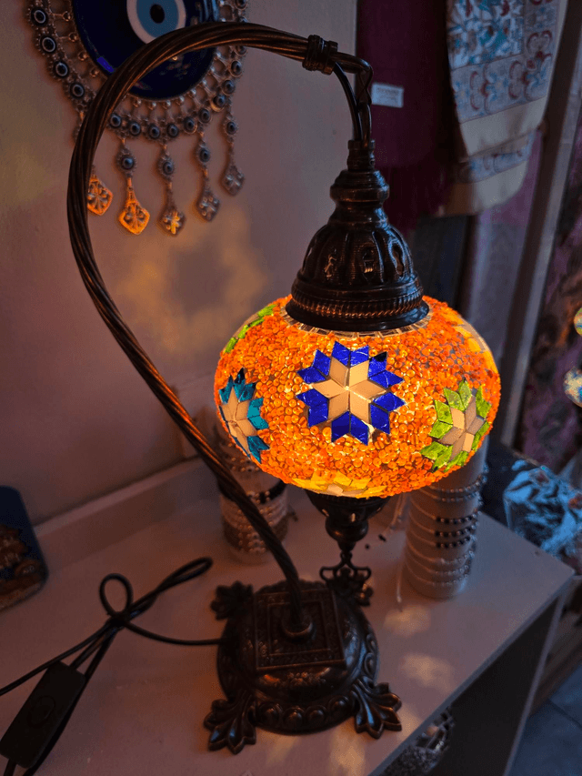 Large Mosaic Swanneck Table Lamp