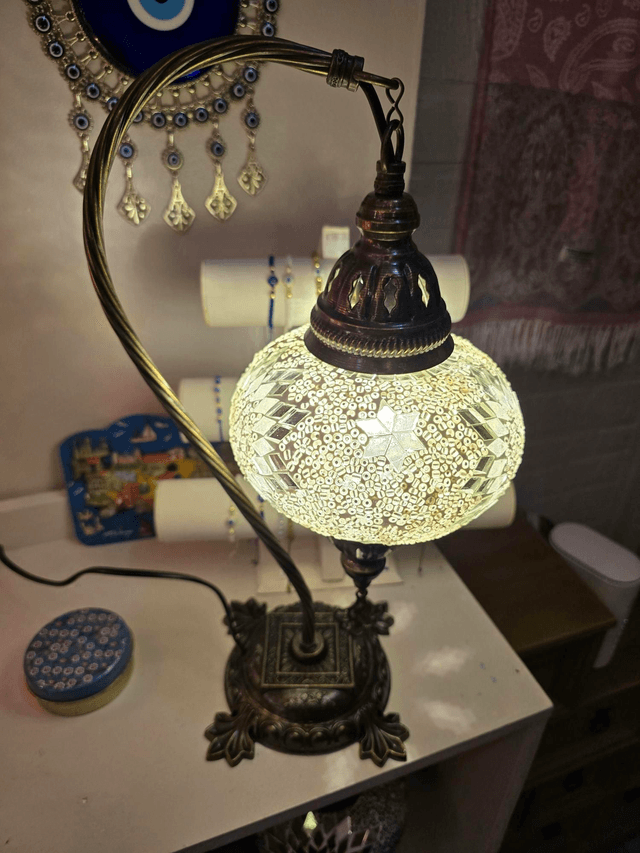 Large Mosaic Swanneck Table Lamp