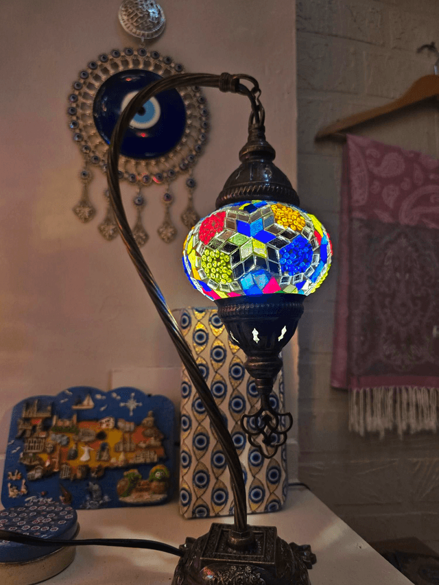 Small Mosaic Swanneck Table Lamp