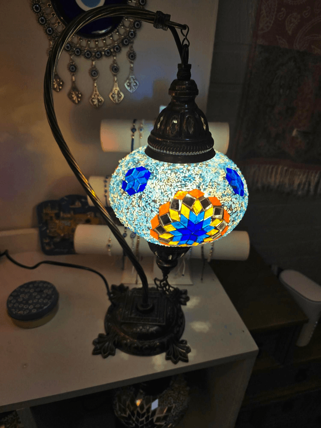 Large Mosaic Swanneck Table Lamp