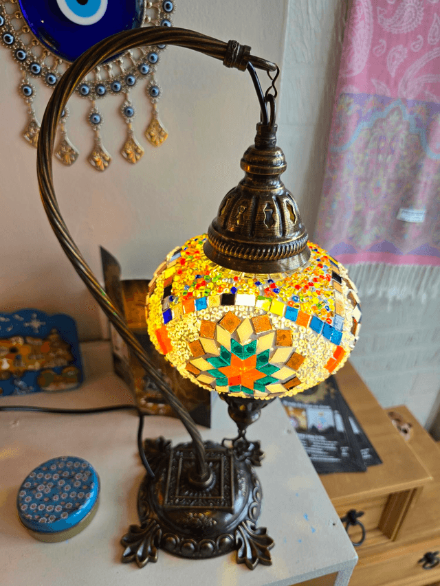 Large Mosaic Swanneck Table Lamp