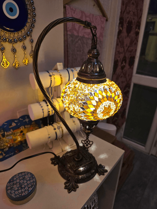 Large Mosaic Swanneck Table Lamp