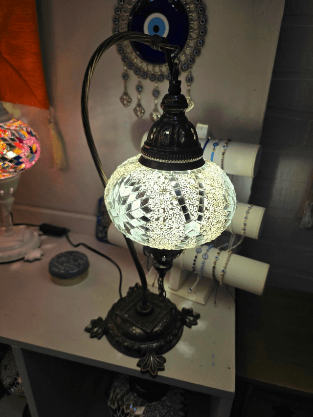 Large Mosaic Swanneck Table Lamp