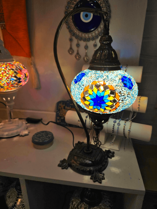 Large Mosaic Swanneck Table Lamp