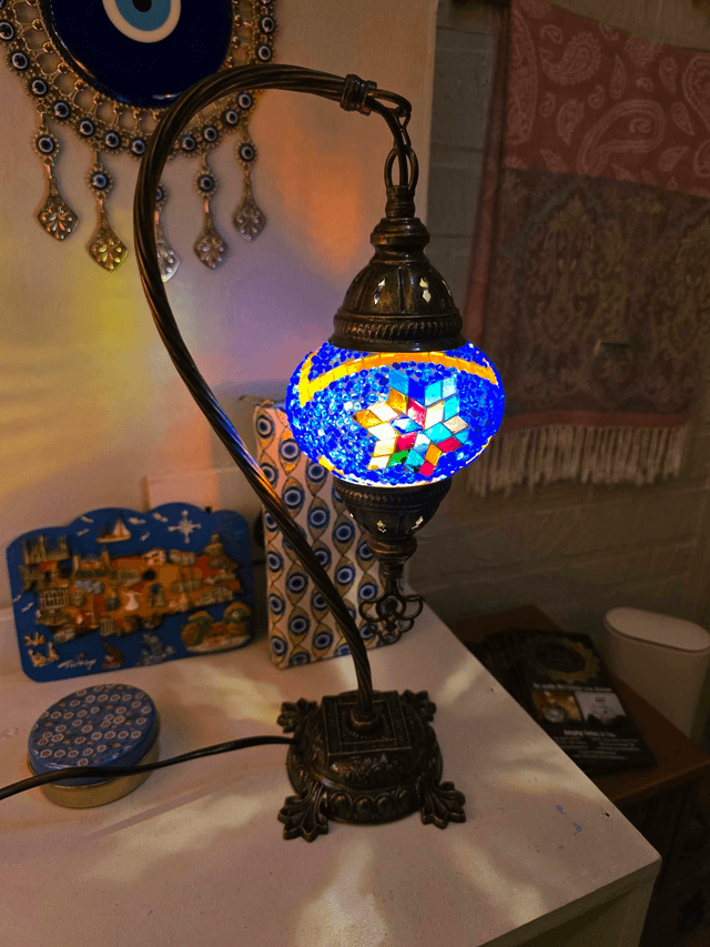 Small Mosaic Swanneck Table Lamp