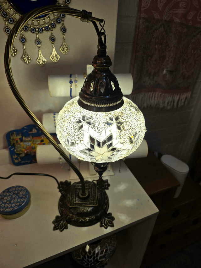 Large Mosaic Swanneck Table Lamp