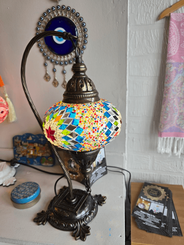 Large Mosaic Swanneck Table Lamp