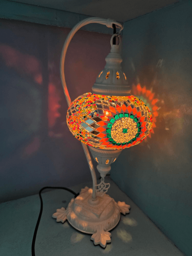 Large Mosaic Swanneck Table Lamp 