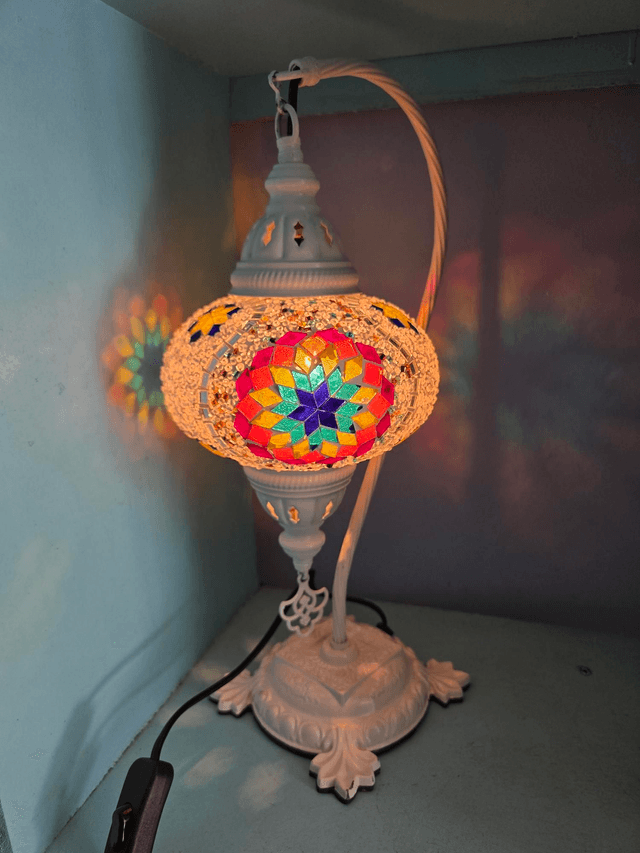 Large Mosaic Swanneck Table Lamp