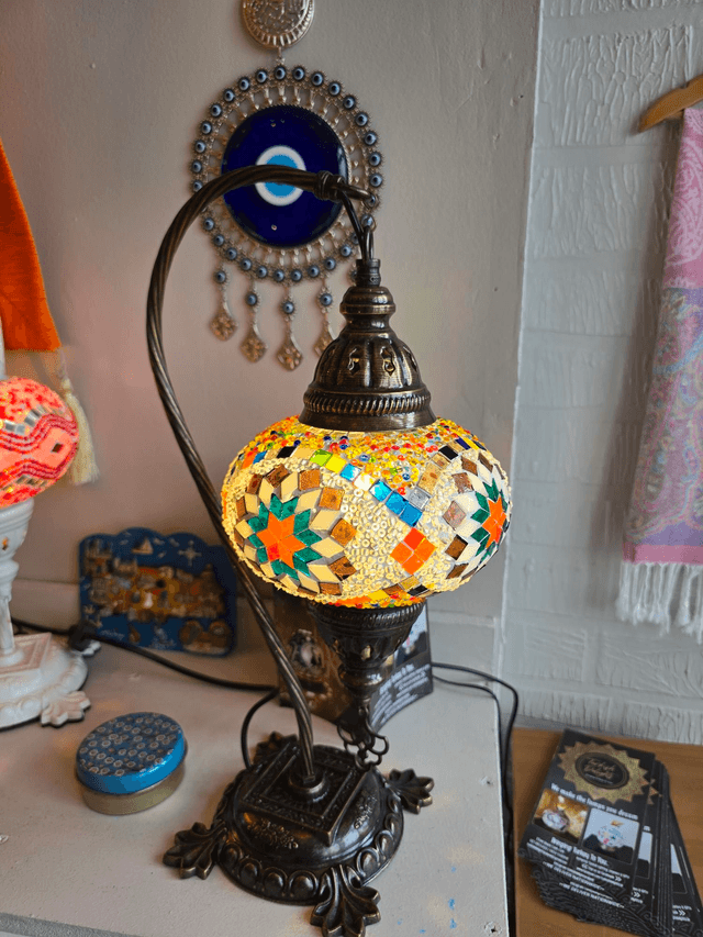Large Mosaic Swanneck Table Lamp