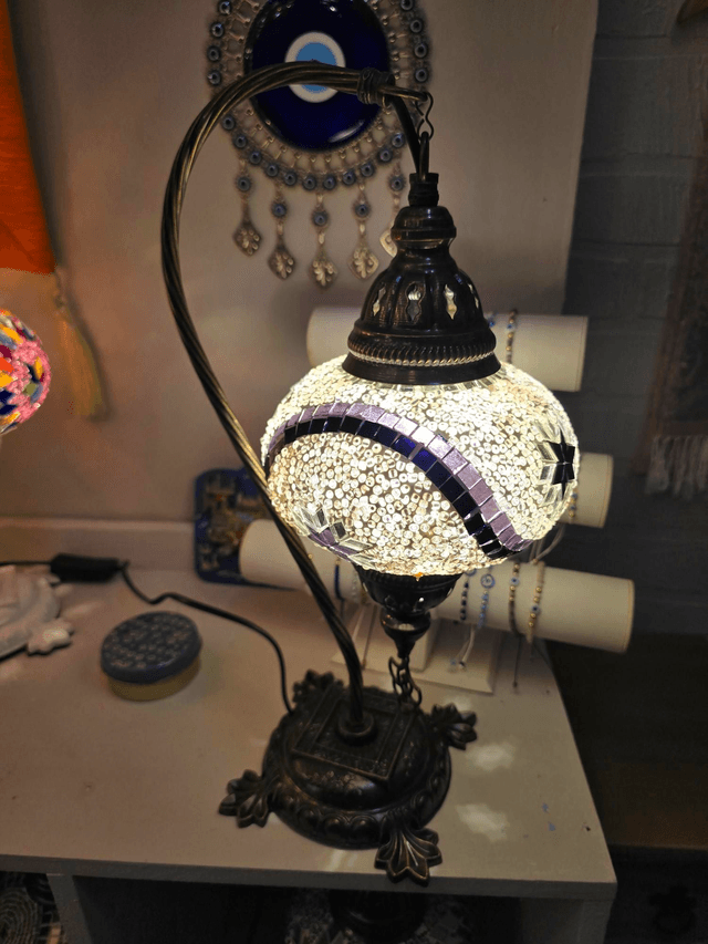 Large Mosaic Swanneck Table Lamp