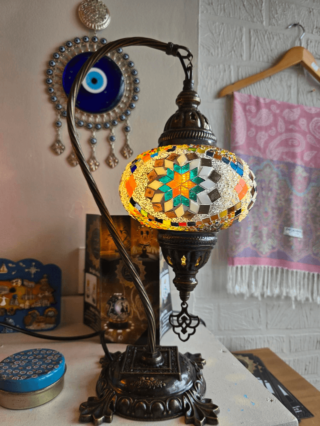Large Mosaic Swanneck Table Lamp