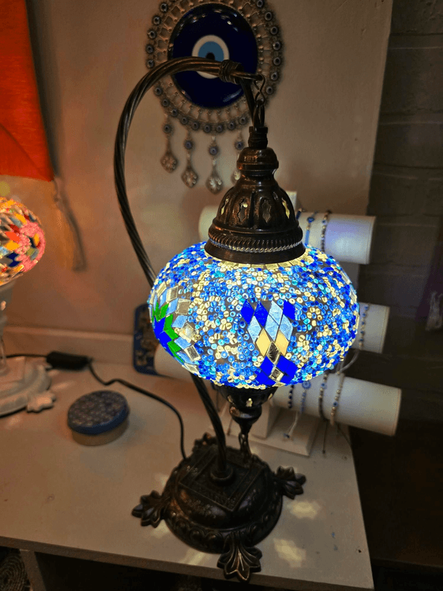 Large Mosaic Swanneck Table Lamp