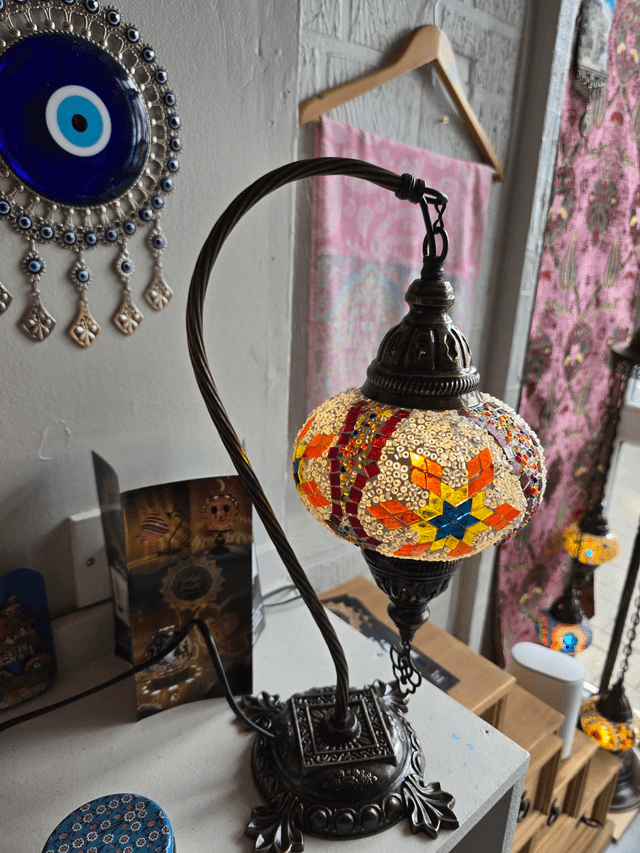 Large Mosaic Swanneck Table Lamp