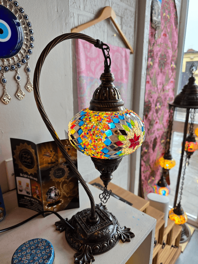 Large Mosaic Swanneck Table Lamp