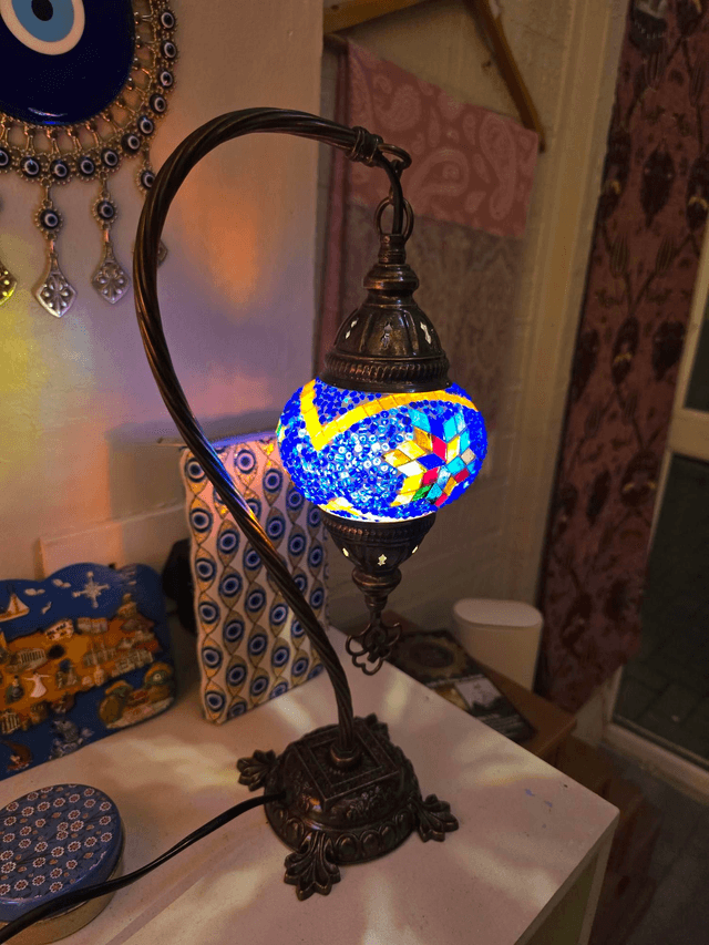 Small Mosaic Swanneck Table Lamp