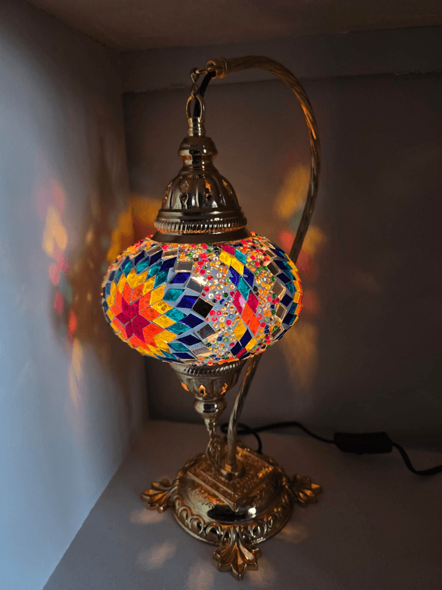 Large Mosaic Swanneck Table Lamp