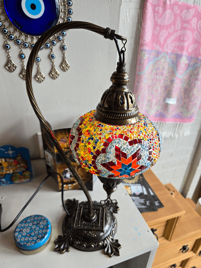 Large Mosaic Swanneck Table Lamp