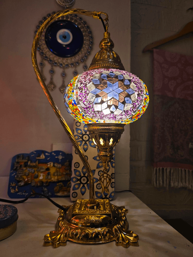 Large Mosaic Swanneck Table Lamp