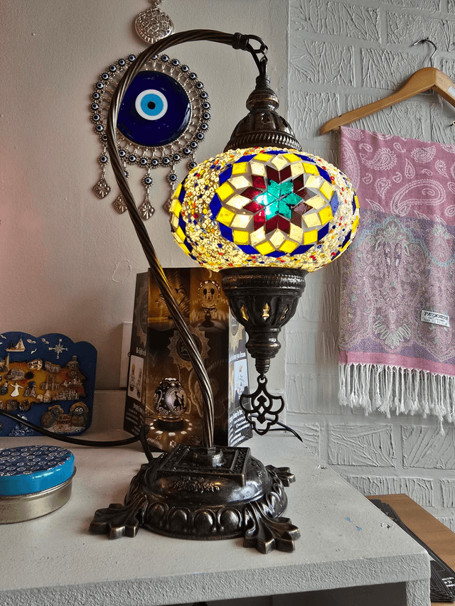 Large Mosaic Swanneck Table Lamp