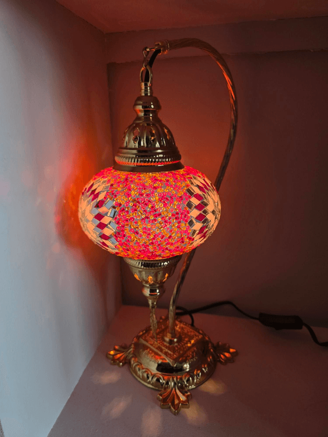 Large Mosaic Swanneck Table Lamp