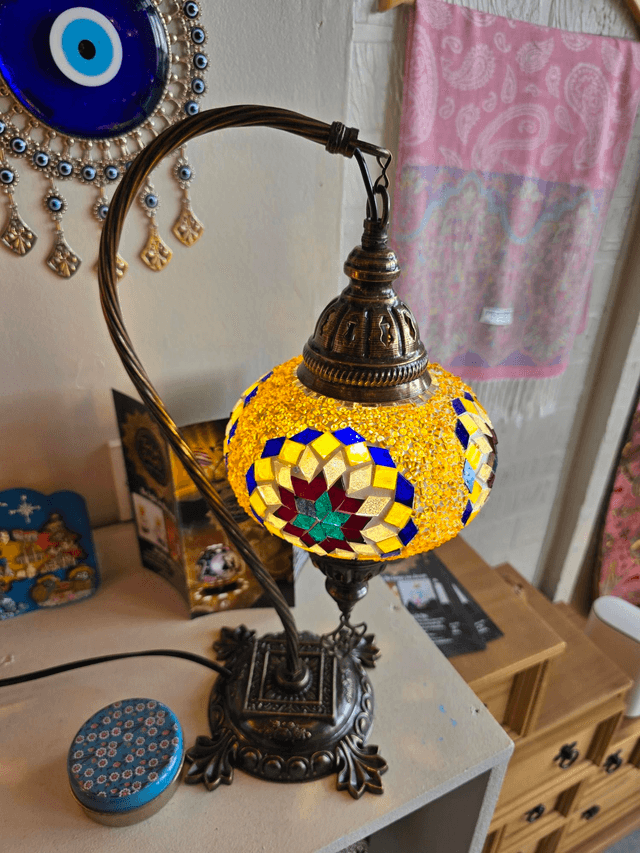 Large Mosaic Swanneck Table Lamp