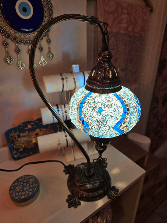 Large Mosaic Swanneck Table Lamp