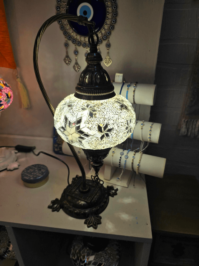 Large Mosaic Swanneck Table Lamp