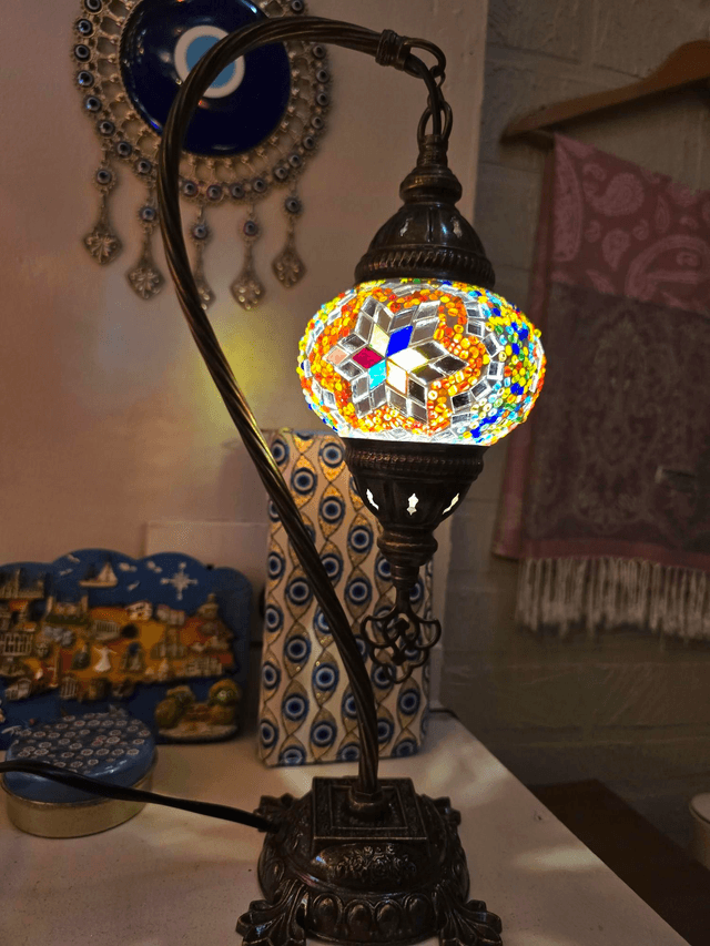 Small Mosaic Swanneck Table Lamp