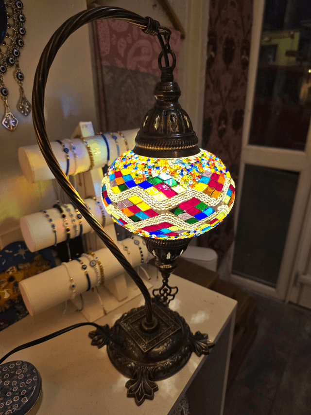 Large Mosaic Swanneck Table Lamp