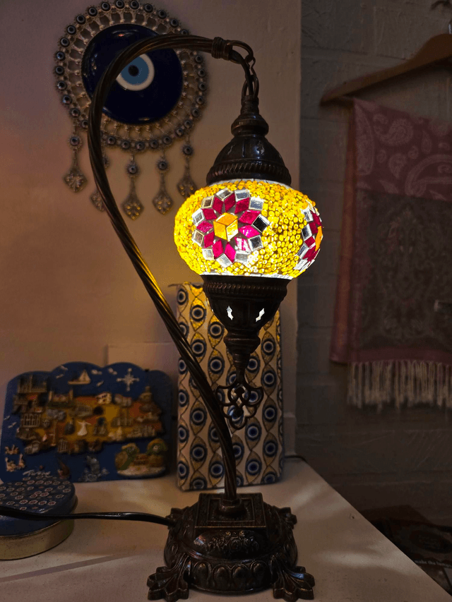Small Mosaic Swanneck Table Lamp