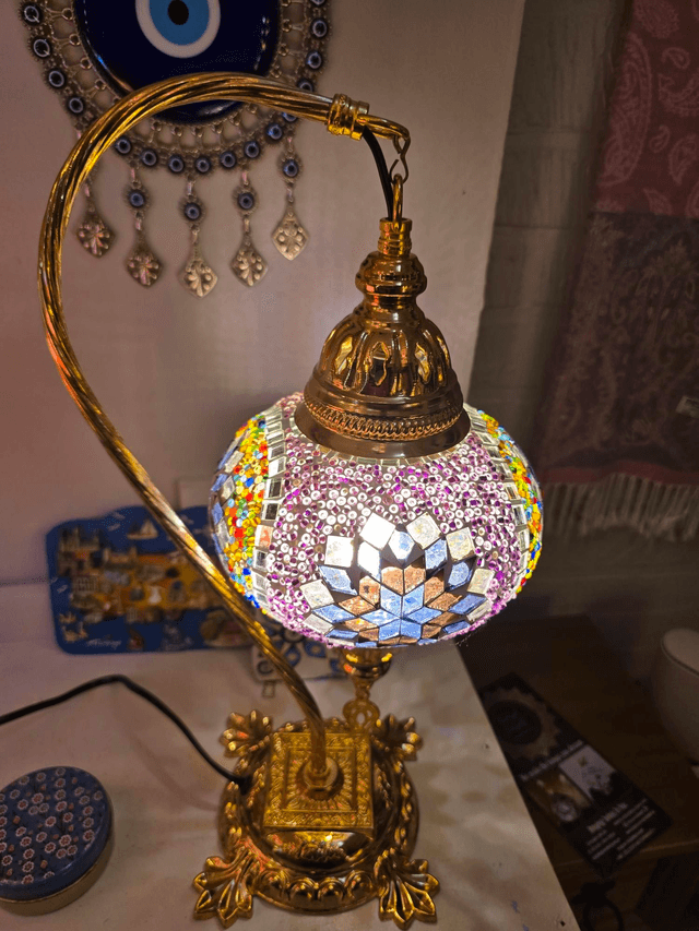 Large Mosaic Swanneck Table Lamp