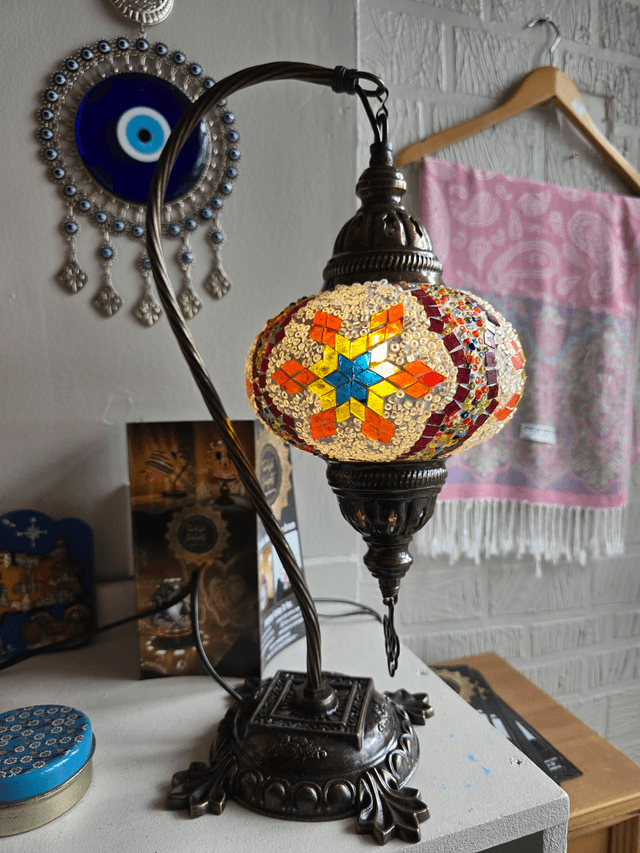 Large Mosaic Swanneck Table Lamp
